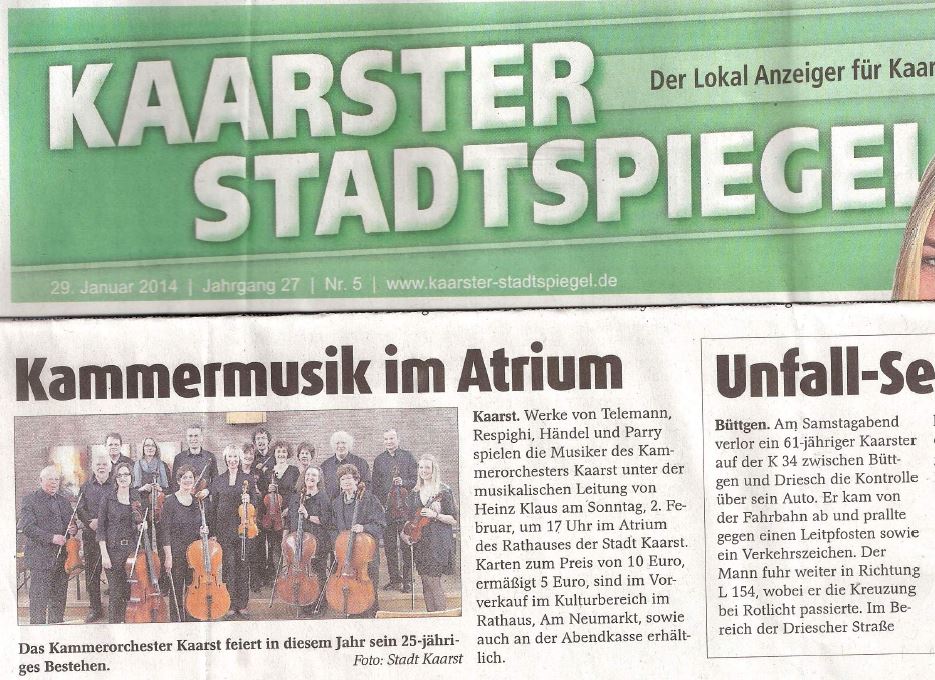 Kaarster Stadtspiegel_Kammerorchester Kaarst_28.1.14