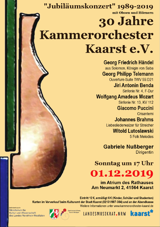 Konzert Kammerorchester Kaarst am 1.12.2019